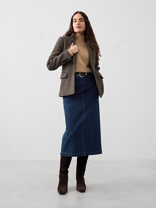 Denim Pleated Maxi Skirt