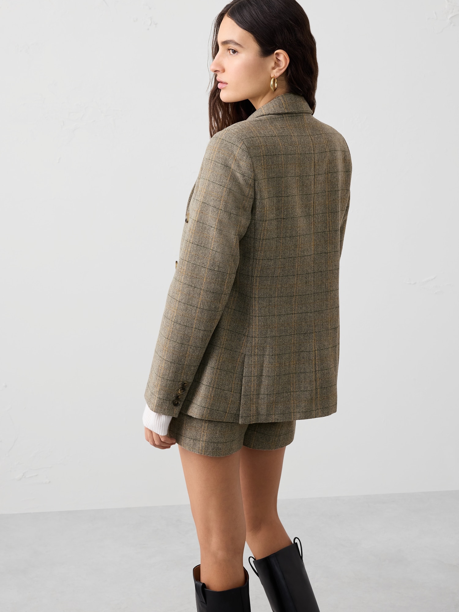 Image number 2 showing, Double Breasted Herringbone Plaid Blazer