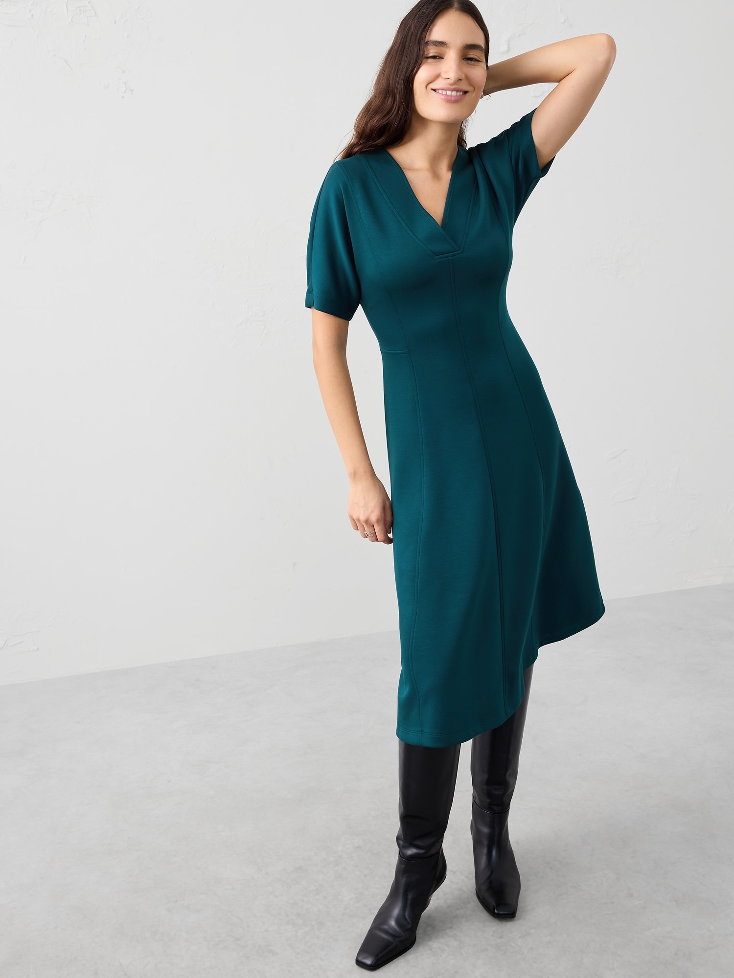 Image number 3 showing, Soft Touch V-Neck Midi Dress