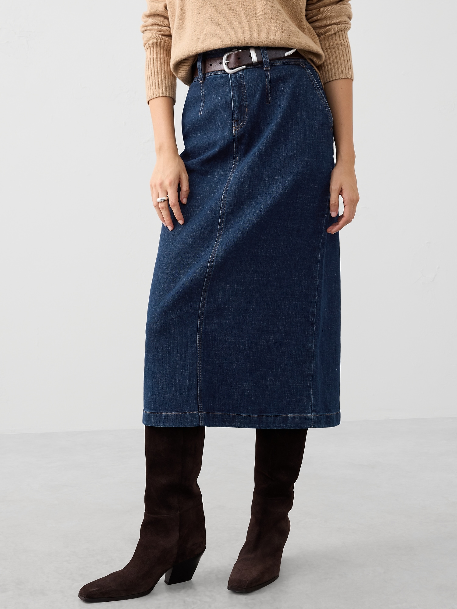 Image number 3 showing, Denim Pleated Maxi Skirt