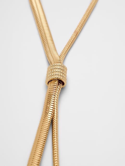Knot Herringbone Snake Chain Lariat Necklace