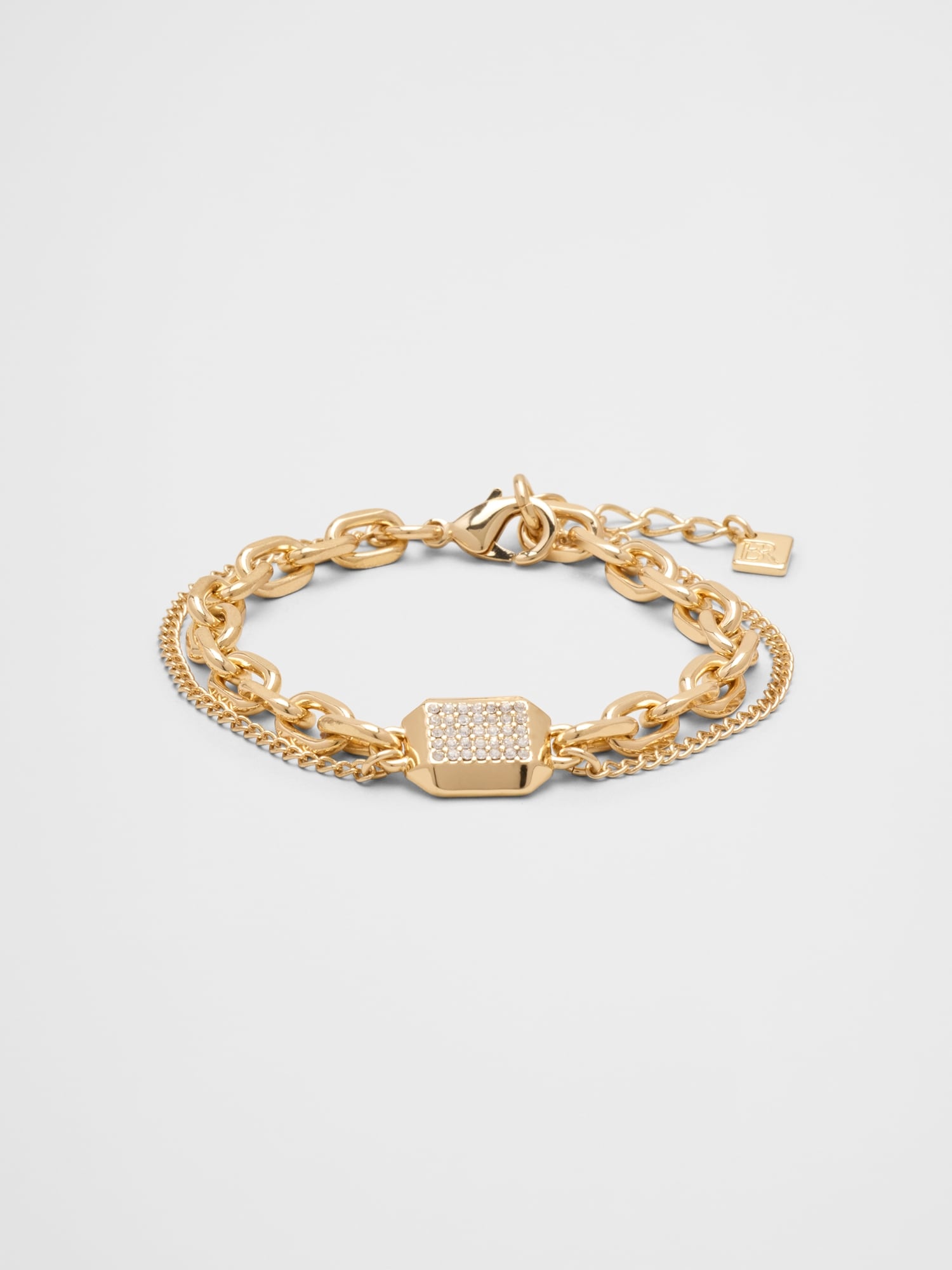 Layered Pave Square Chain Bracelet