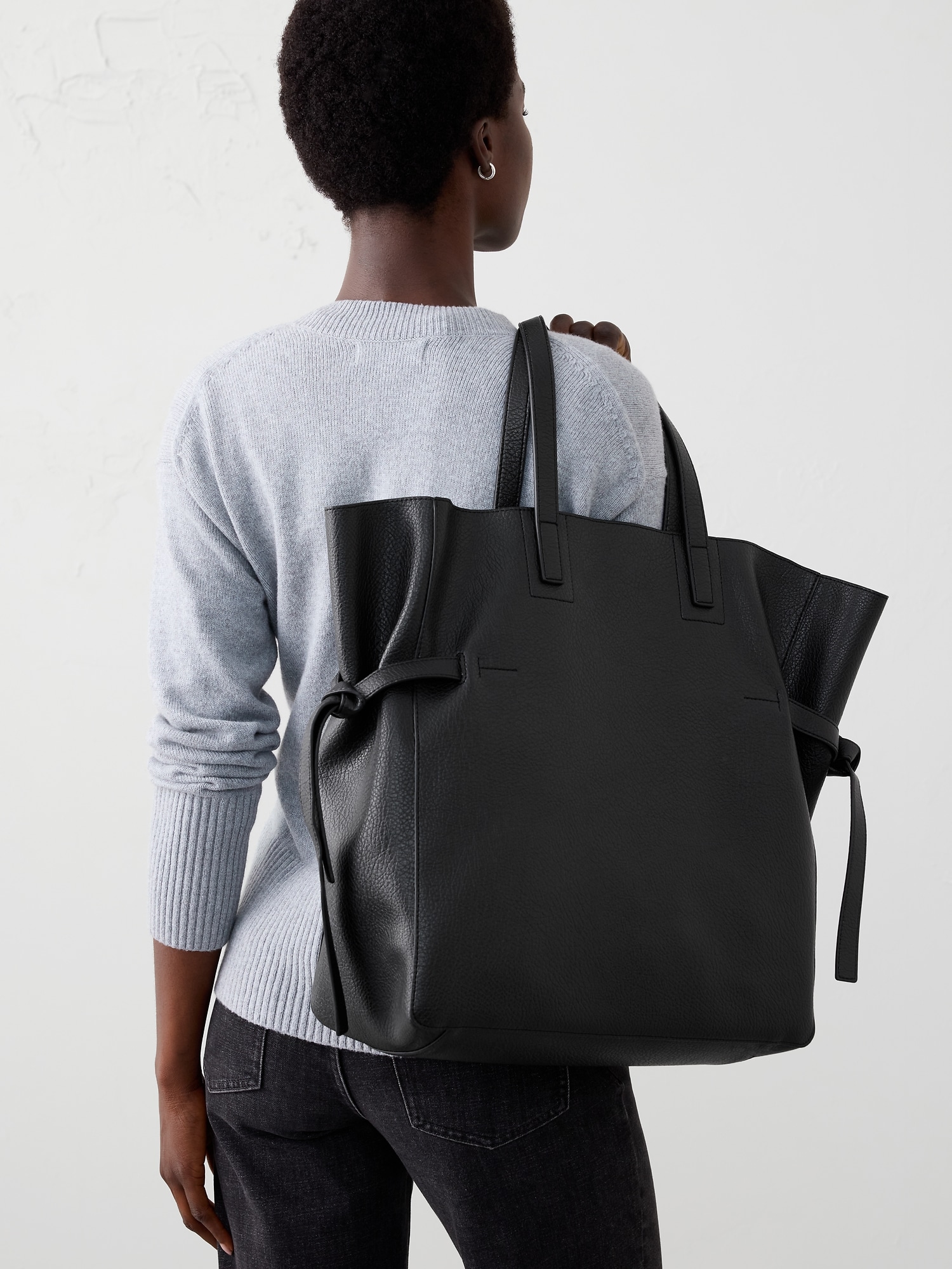Vegan Leather Tie-Side Tote