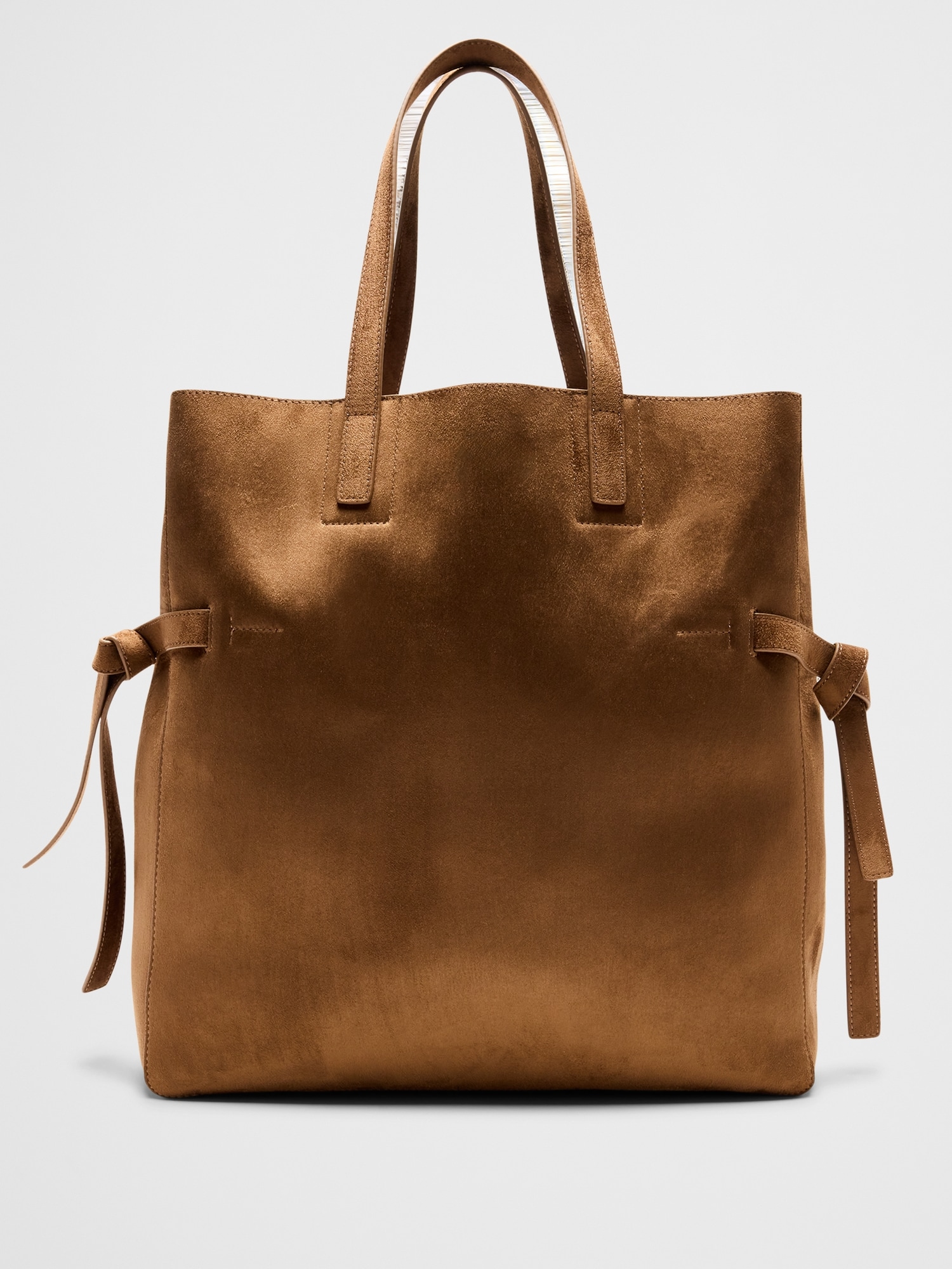 Vegan Leather Tie-Side Tote - Tan