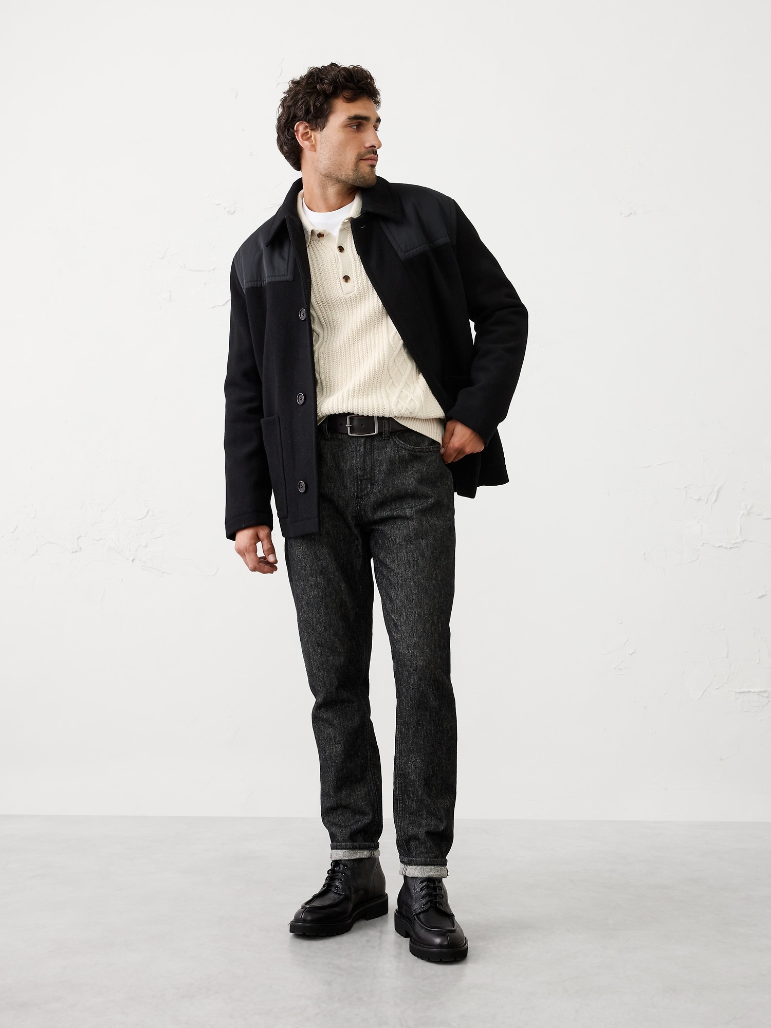 Cable Sweater Polo - Stone Washed