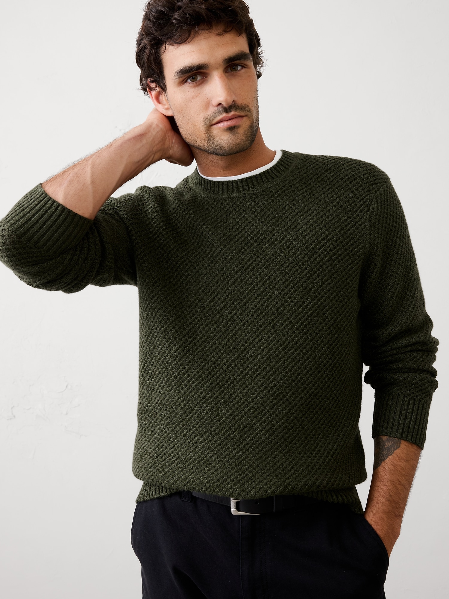 Cozy Textured Sweater - Olive