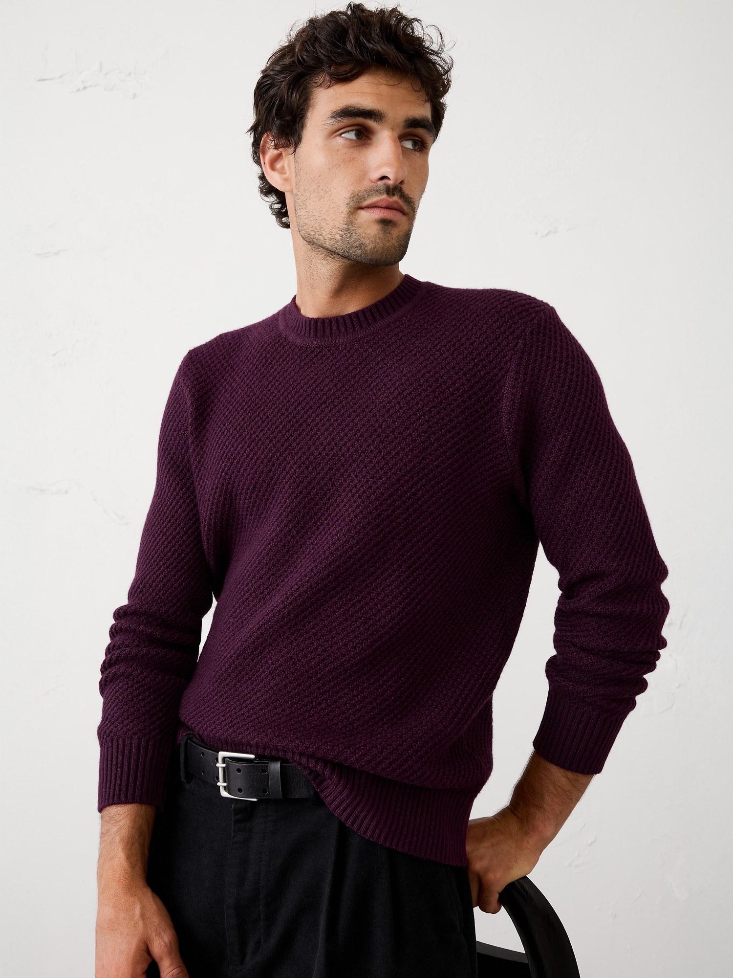 Cozy Textured Sweater - New Pinot Noir