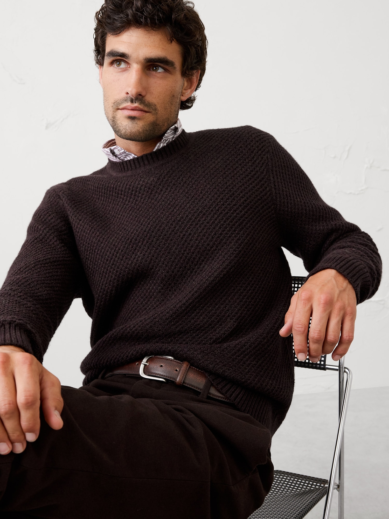 Cozy Textured Sweater - Dark Brown