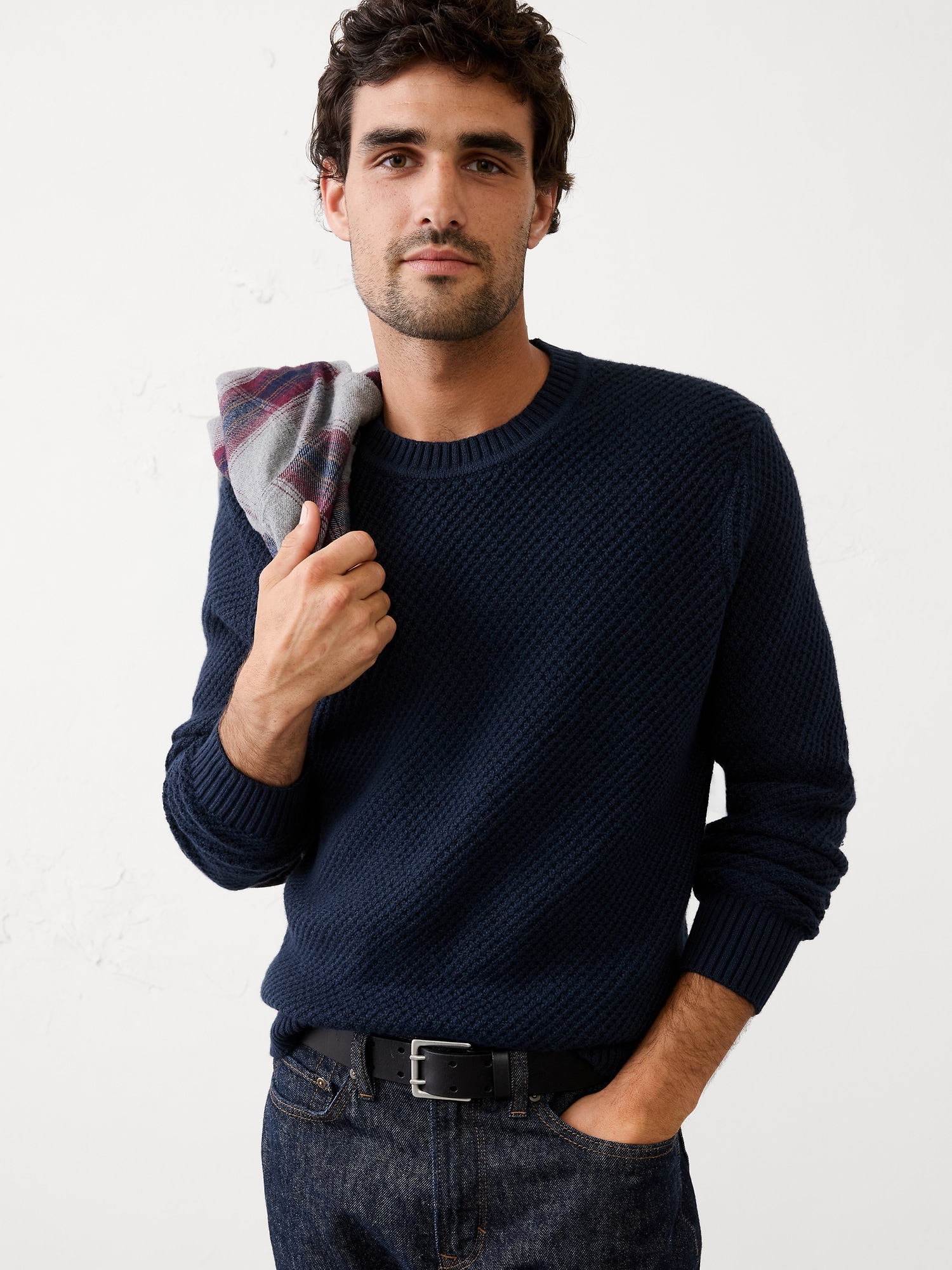 Cozy Textured Sweater - Preppy Navy