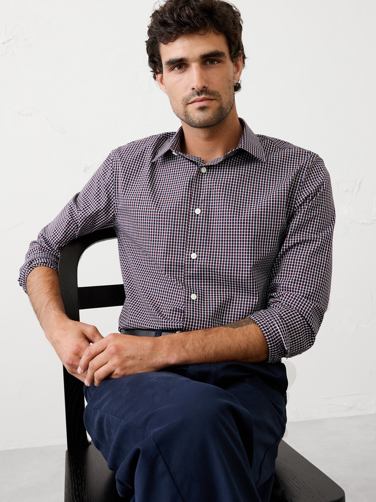 Slim Untucked Dress Shirt - Downtown Plaid