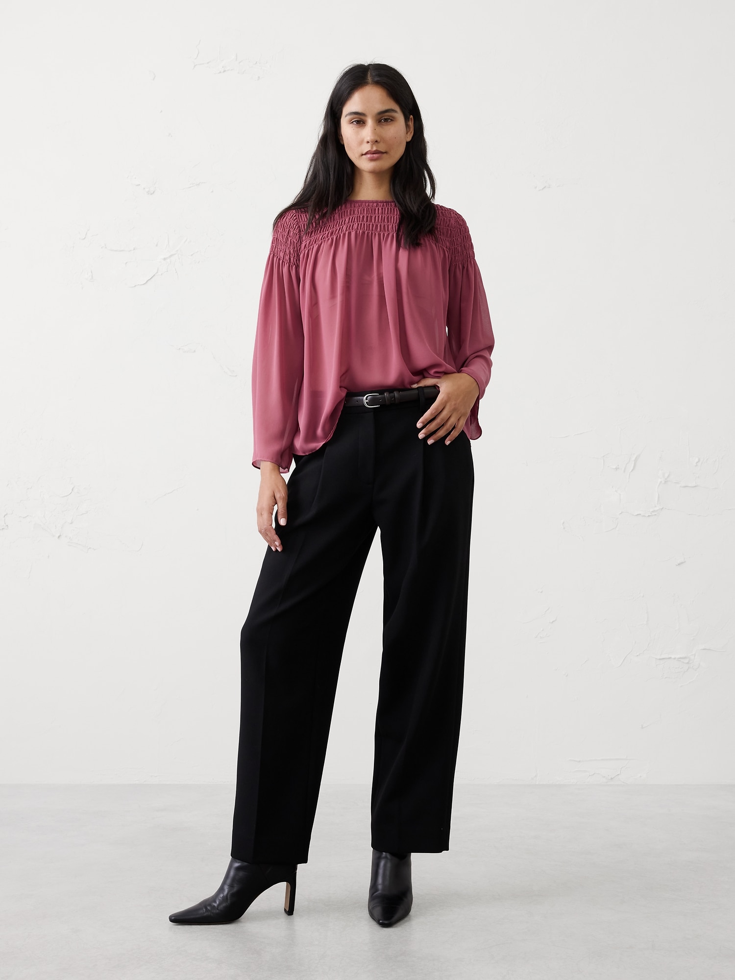 Smocked Yoke Blouse - Berry Parfait