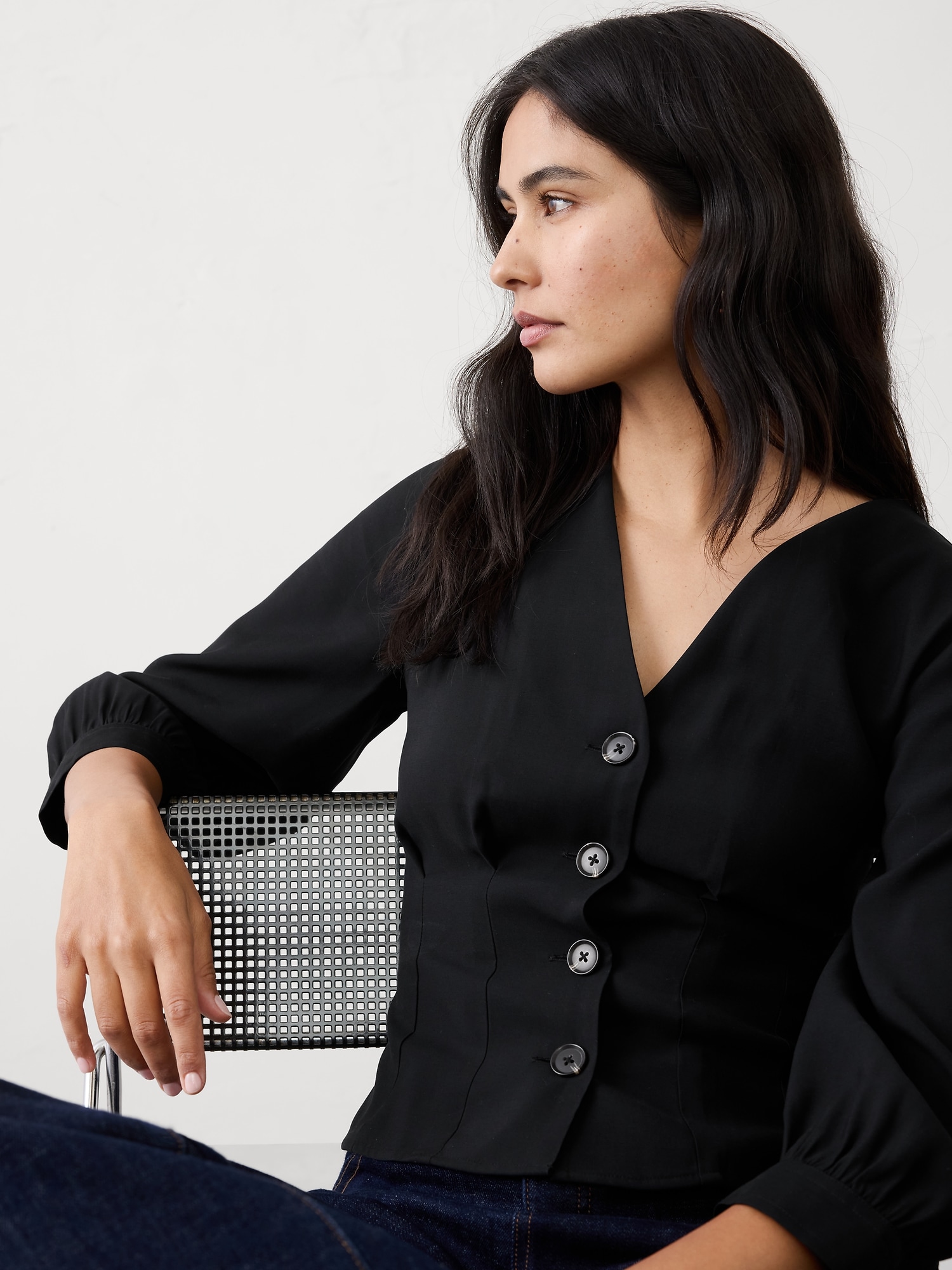 Image number 3 showing, Twill 3/4-Sleeve Corset Shirt