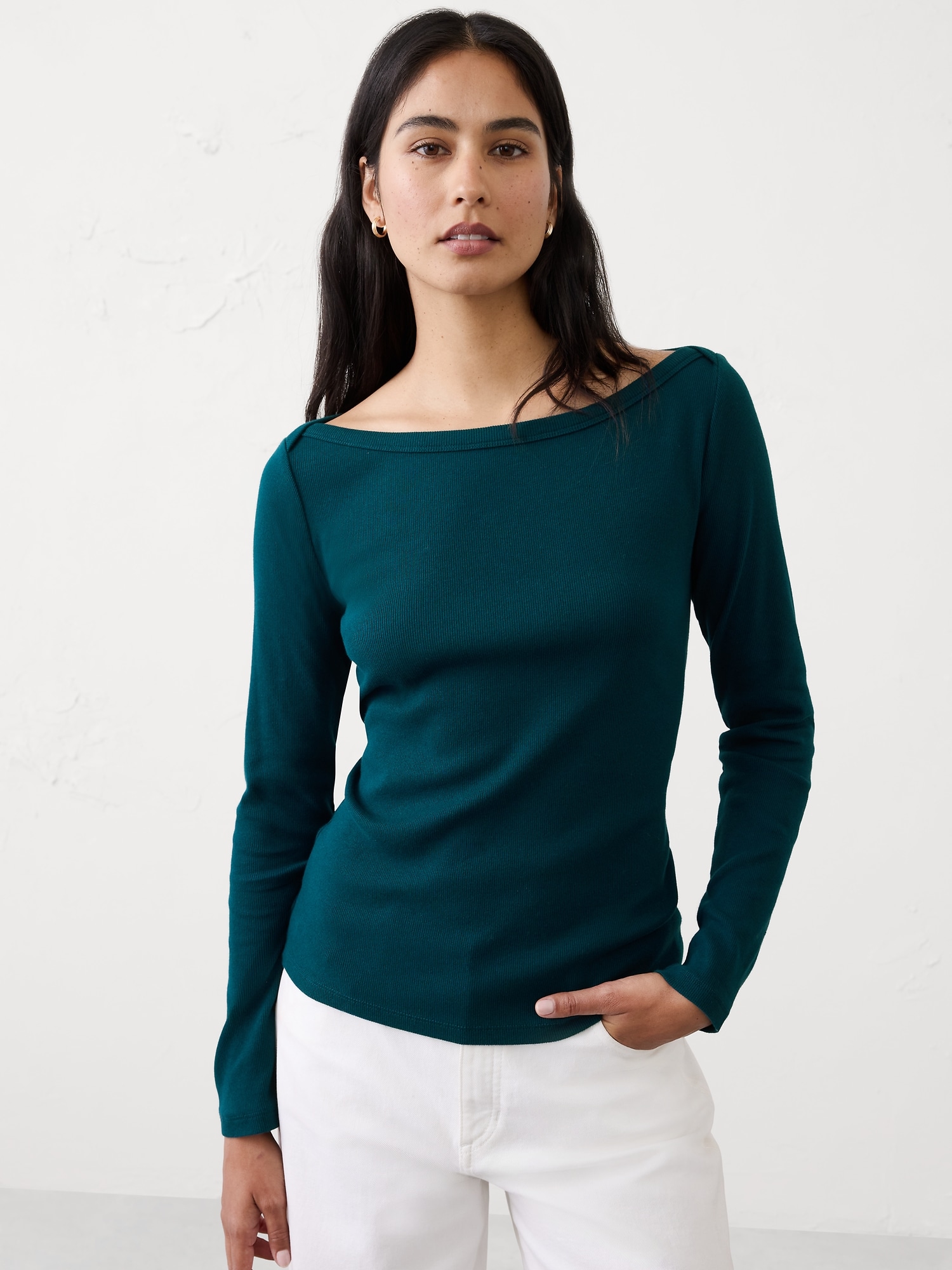 Ribbed Boatneck Top