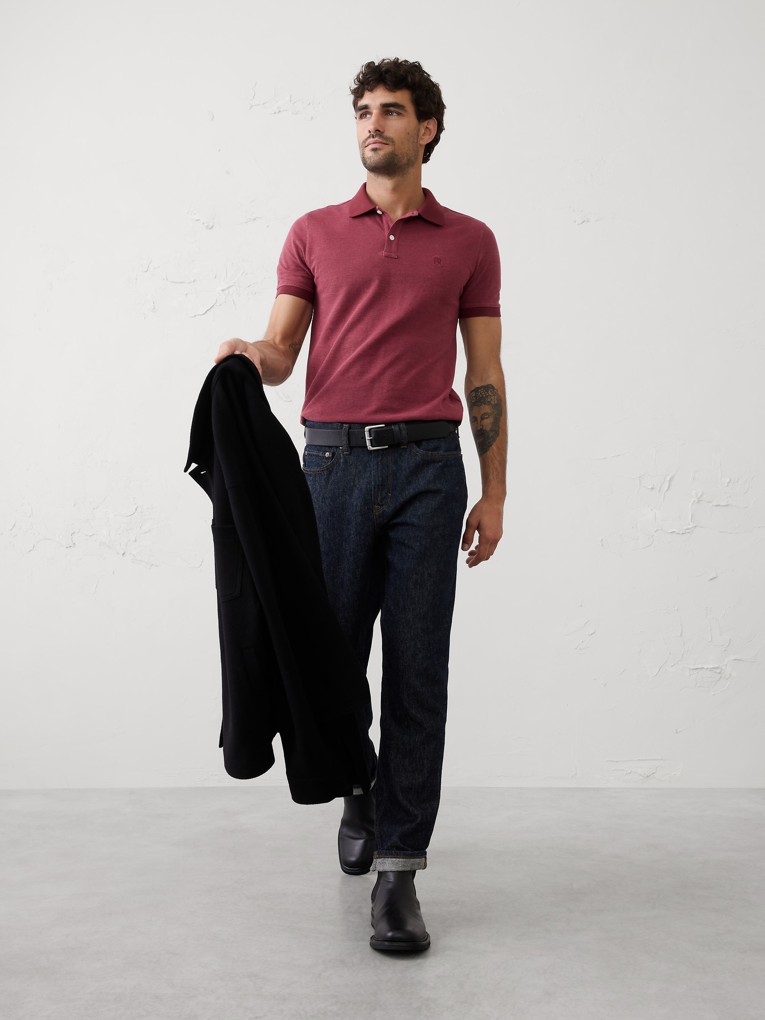 Slim Cotton Pique Polo - Cherry Jam