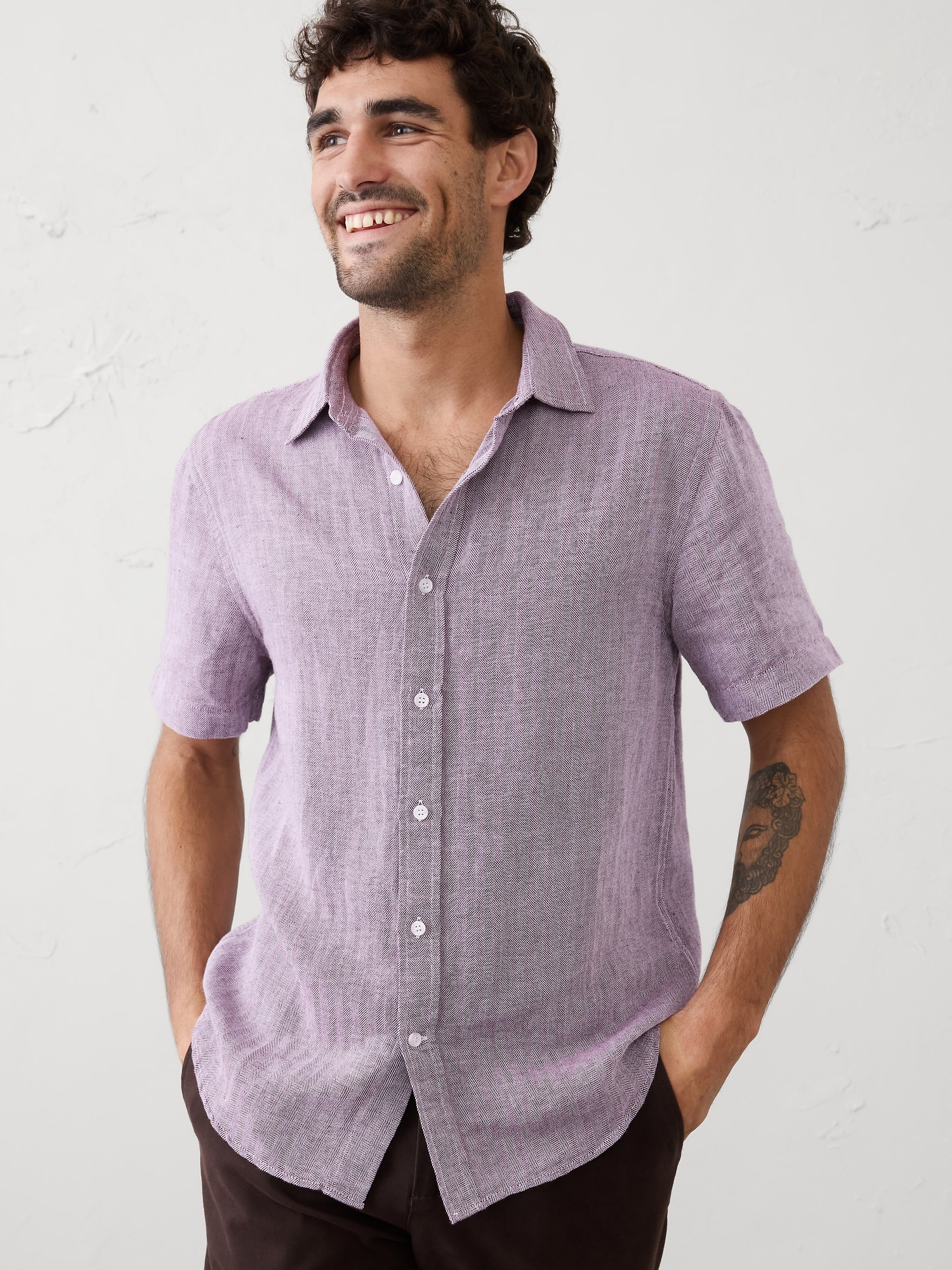 Slim-Fit Linen-Blend Shirt - Olive