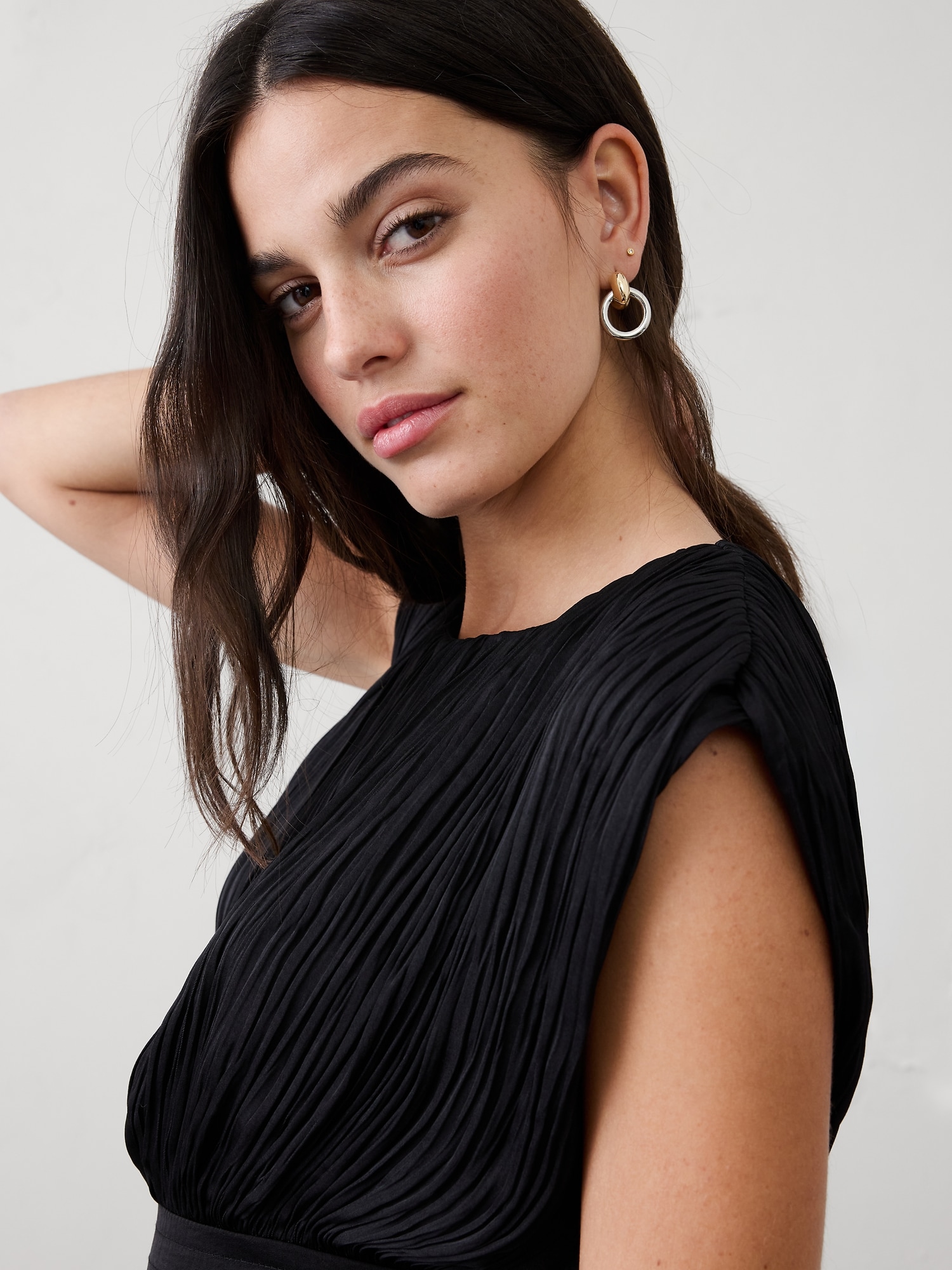 Image number 2 showing, Mixed Metal Chunky Drop Hoop Earrings