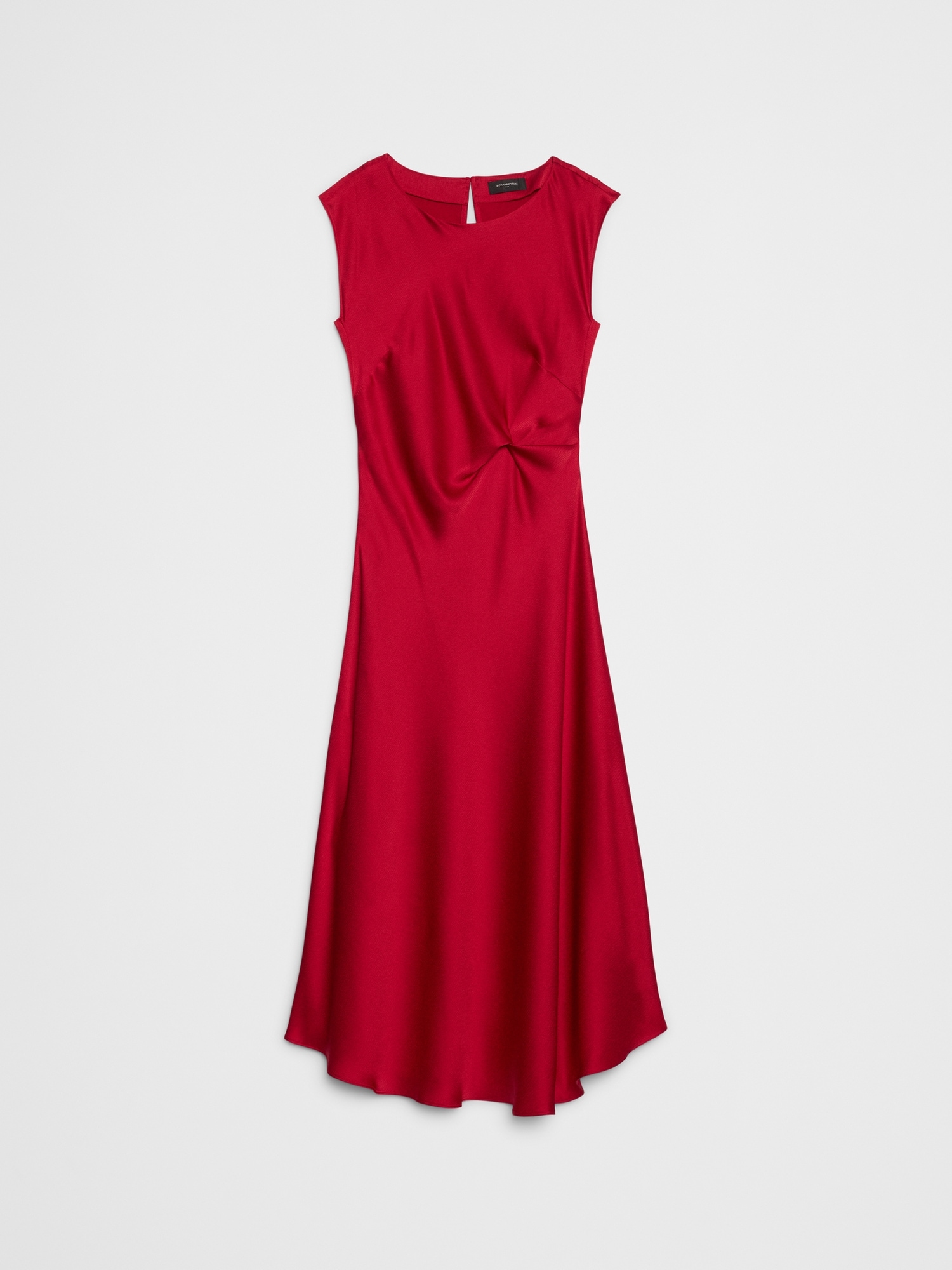 Image number 4 showing, Boatneck Twist-Front Satin Midi Dress
