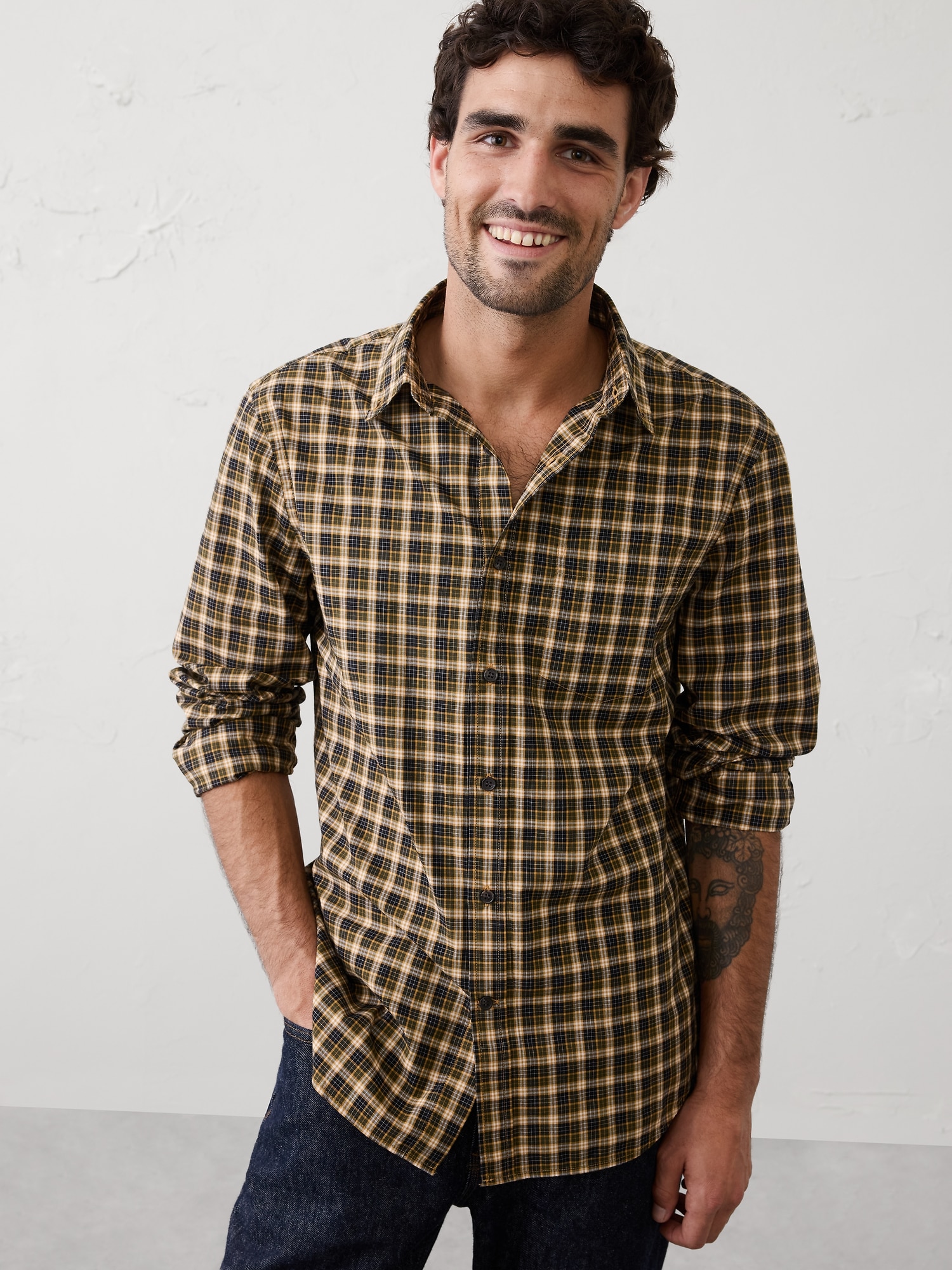 Slim-Fit Softwash Cotton Shirt - Multi Plaid