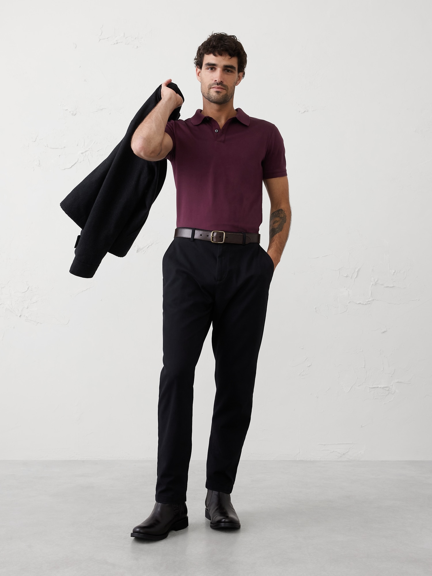 Slim Luxe Touch Polo - Vino Rosso