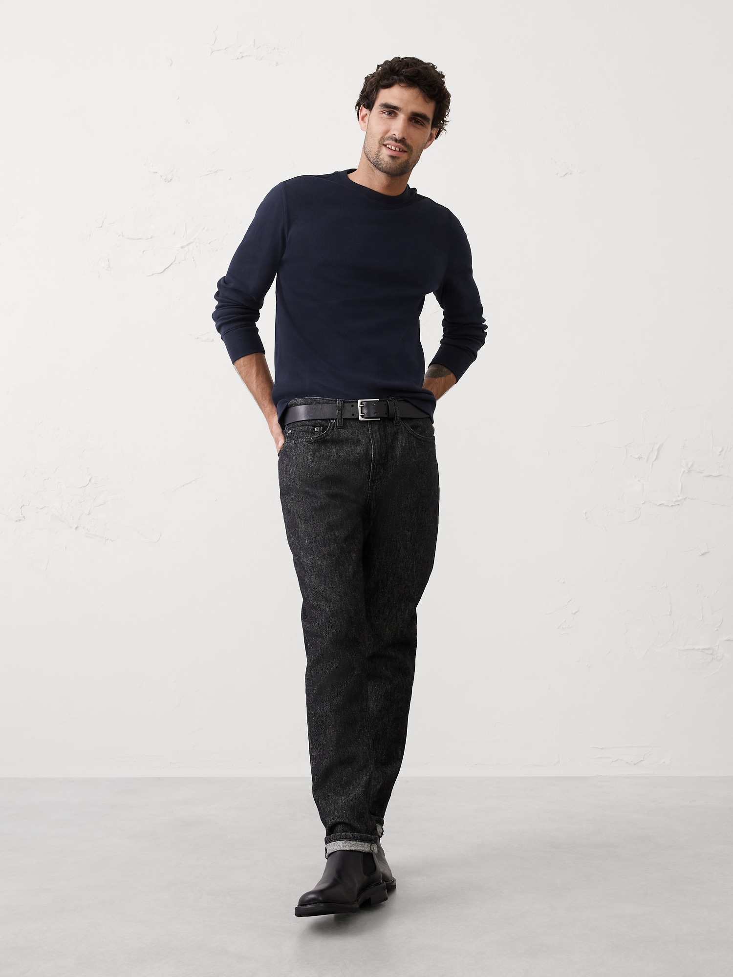 Standard-Fit Mini Ribbed Pullover Top