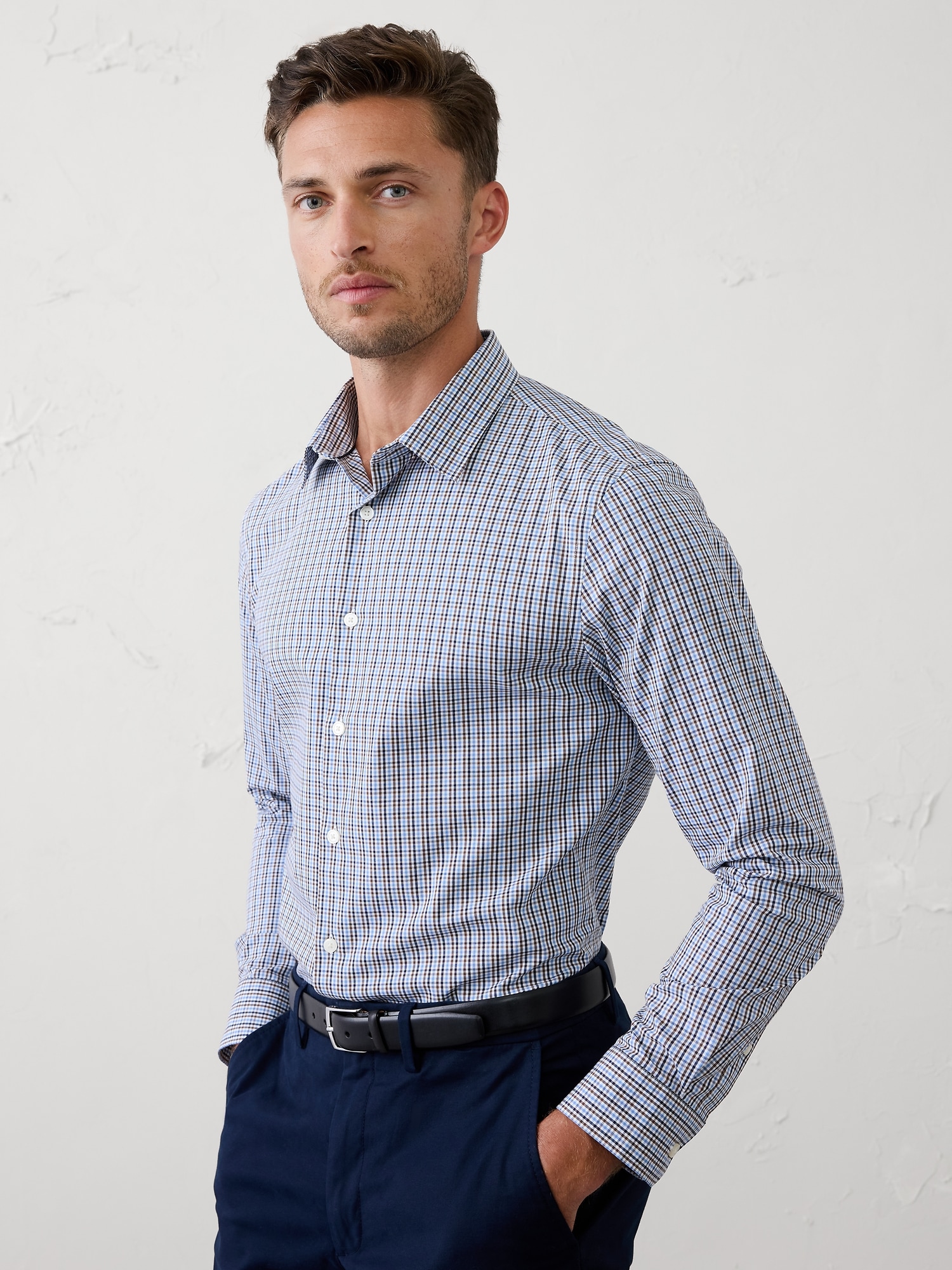 Slim Untucked Dress Shirt - Blue Multi