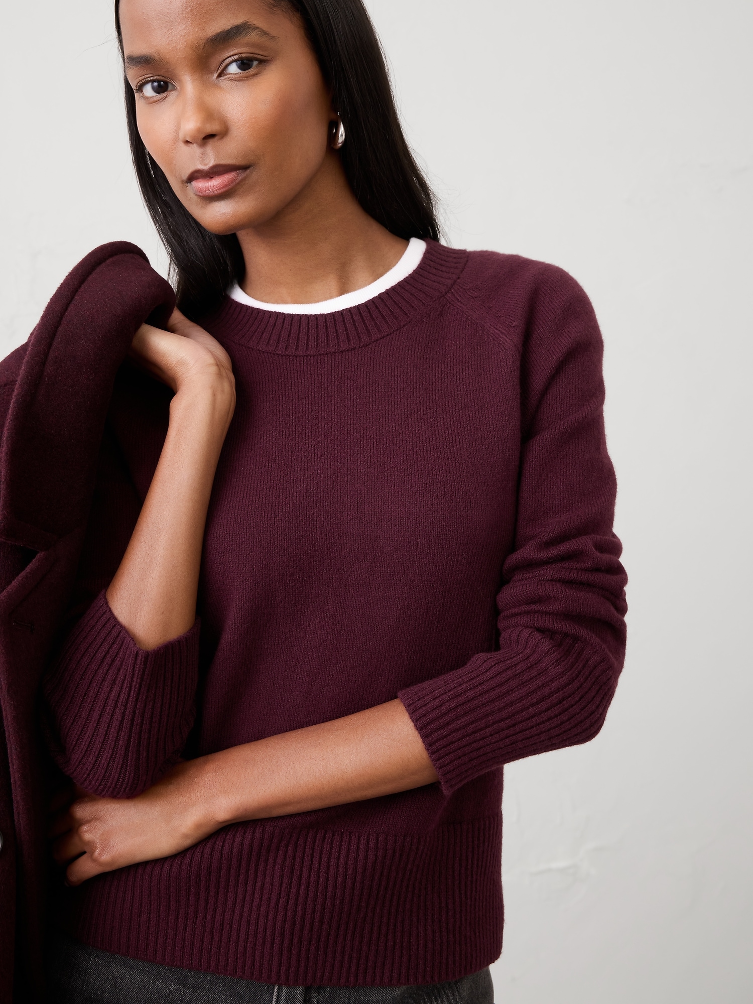 Perfectly Soft Crew-Neck Sweater - Vino Rosso