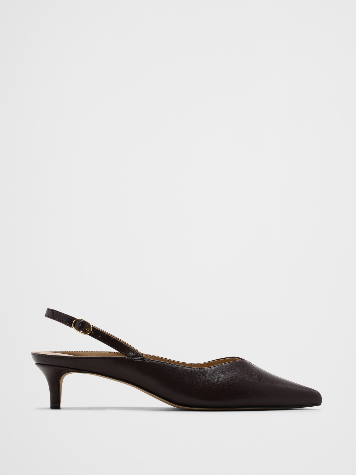 Slingback Kitten Heel Mule - Chocolate Brown