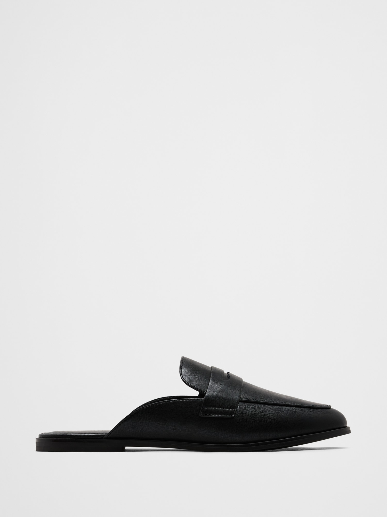 Vegan Leather Loafer Mule - Black