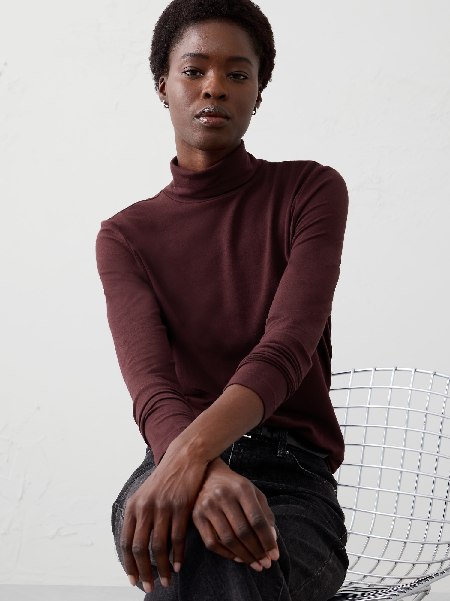 Timeless Turtleneck Top - Vino Rosso
