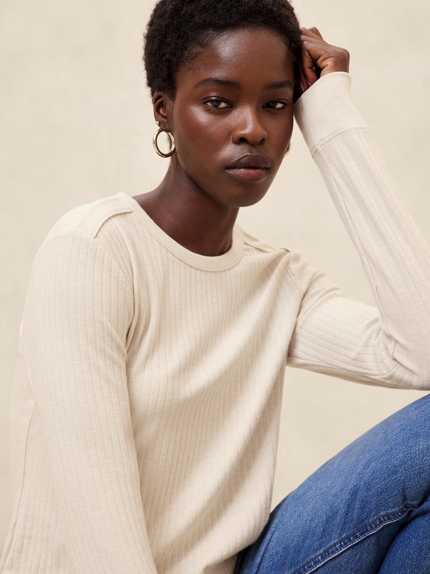 Drop Needle Top - Oatmeal Heather