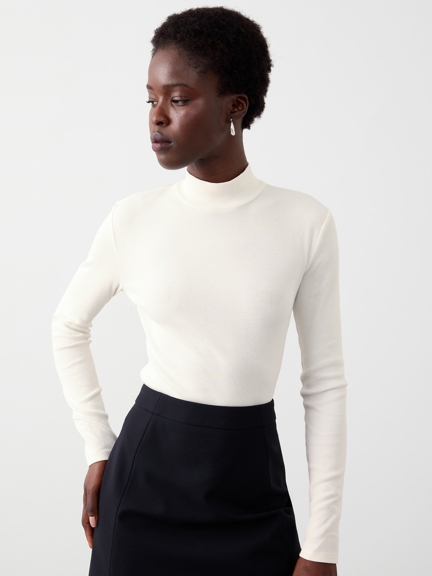 Ribbed Mock-Neck Top - Snow Day