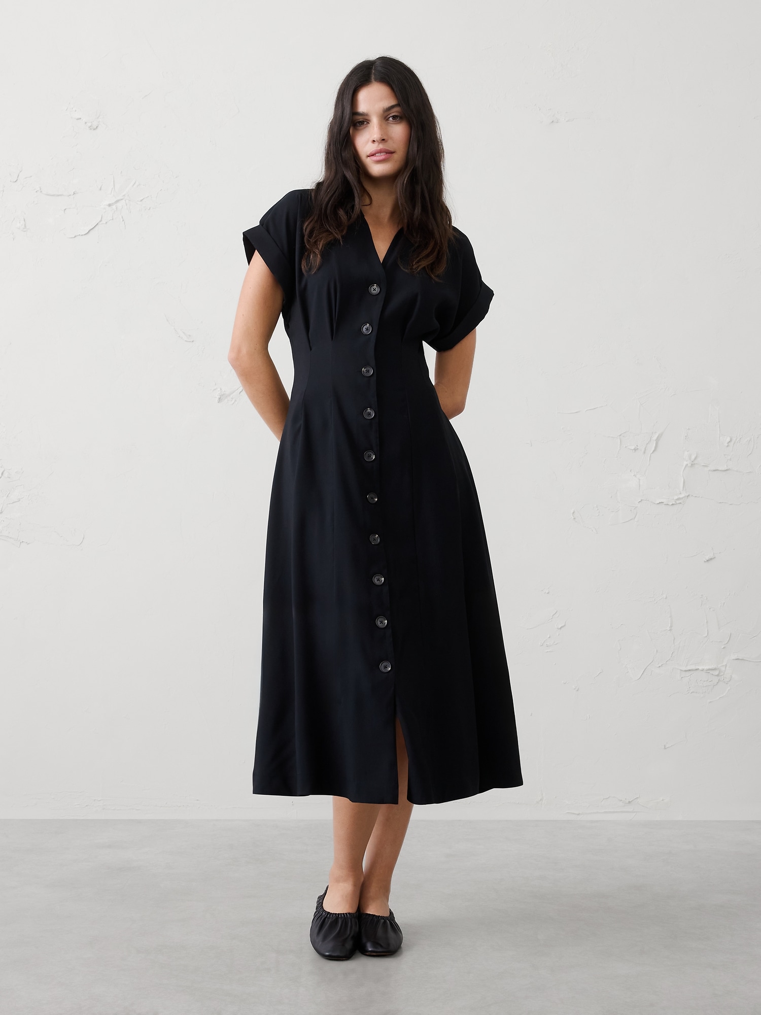 Twill Midi Shirtdress