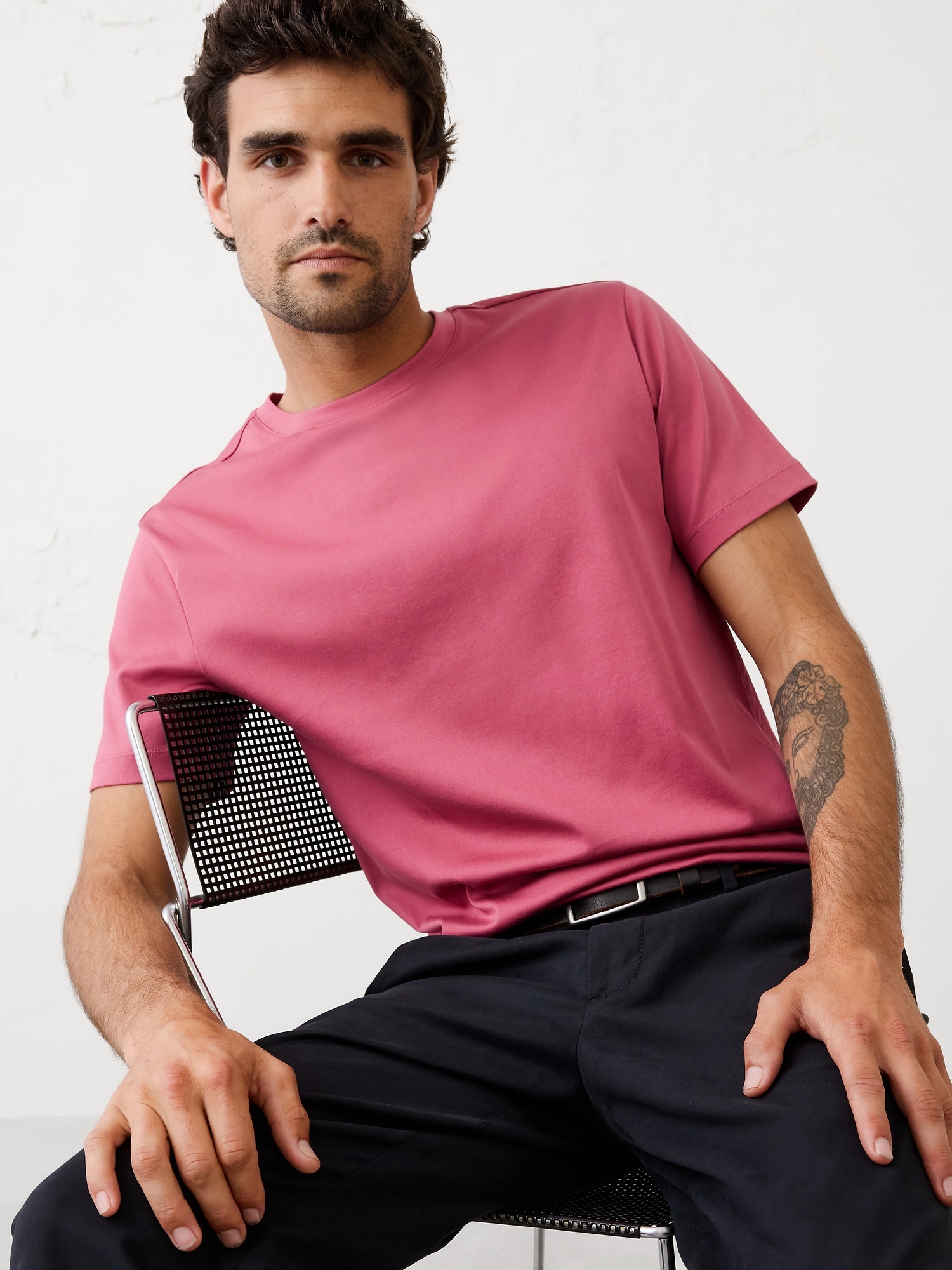 Luxe Touch Crew-Neck T-Shirt - Berry Parfait