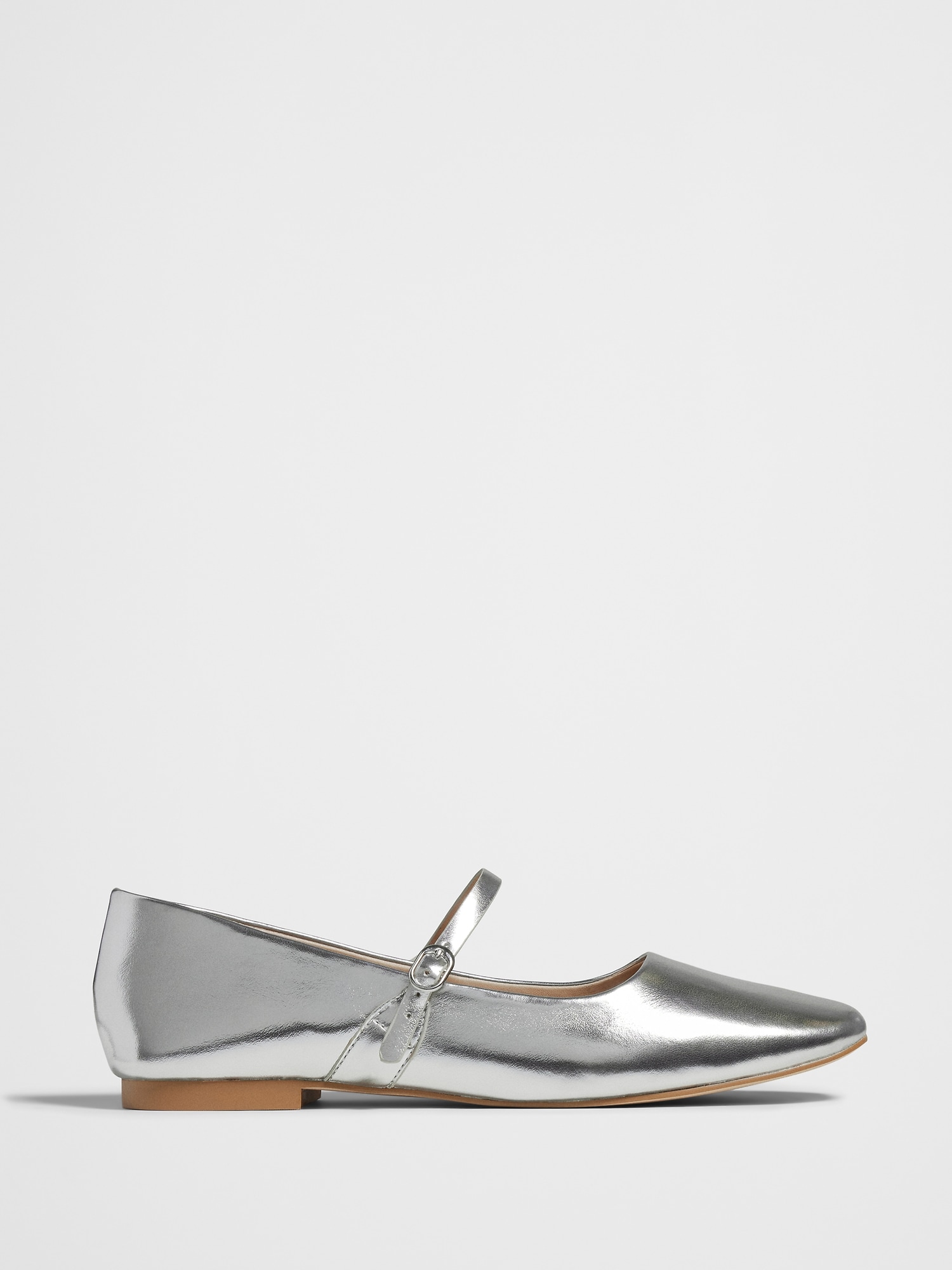 Vegan Leather Maryjane Ballet Flat - Metallic Silver