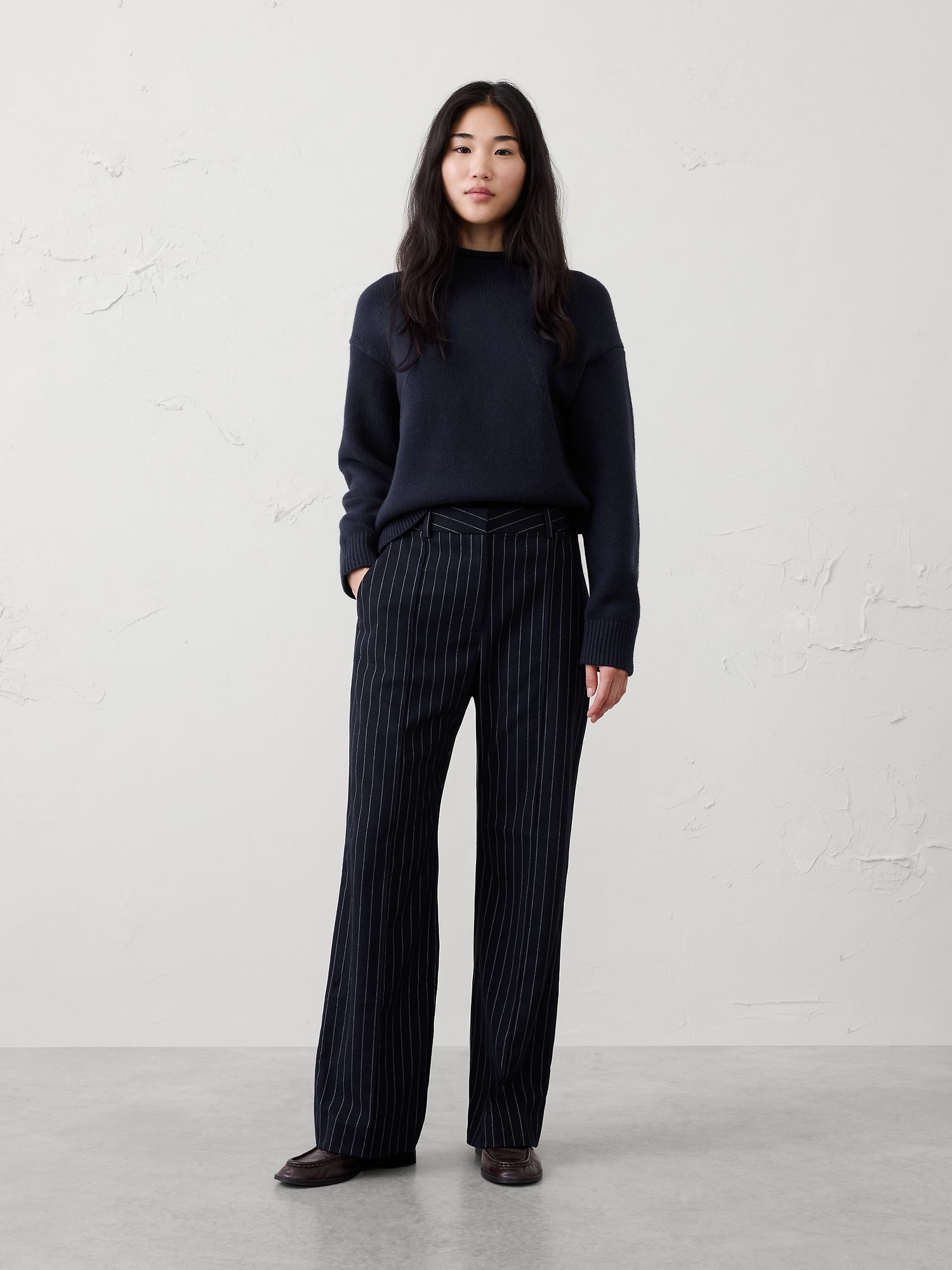 Wide-Leg Ultra High-Rise Brushed Pintuck Trouser