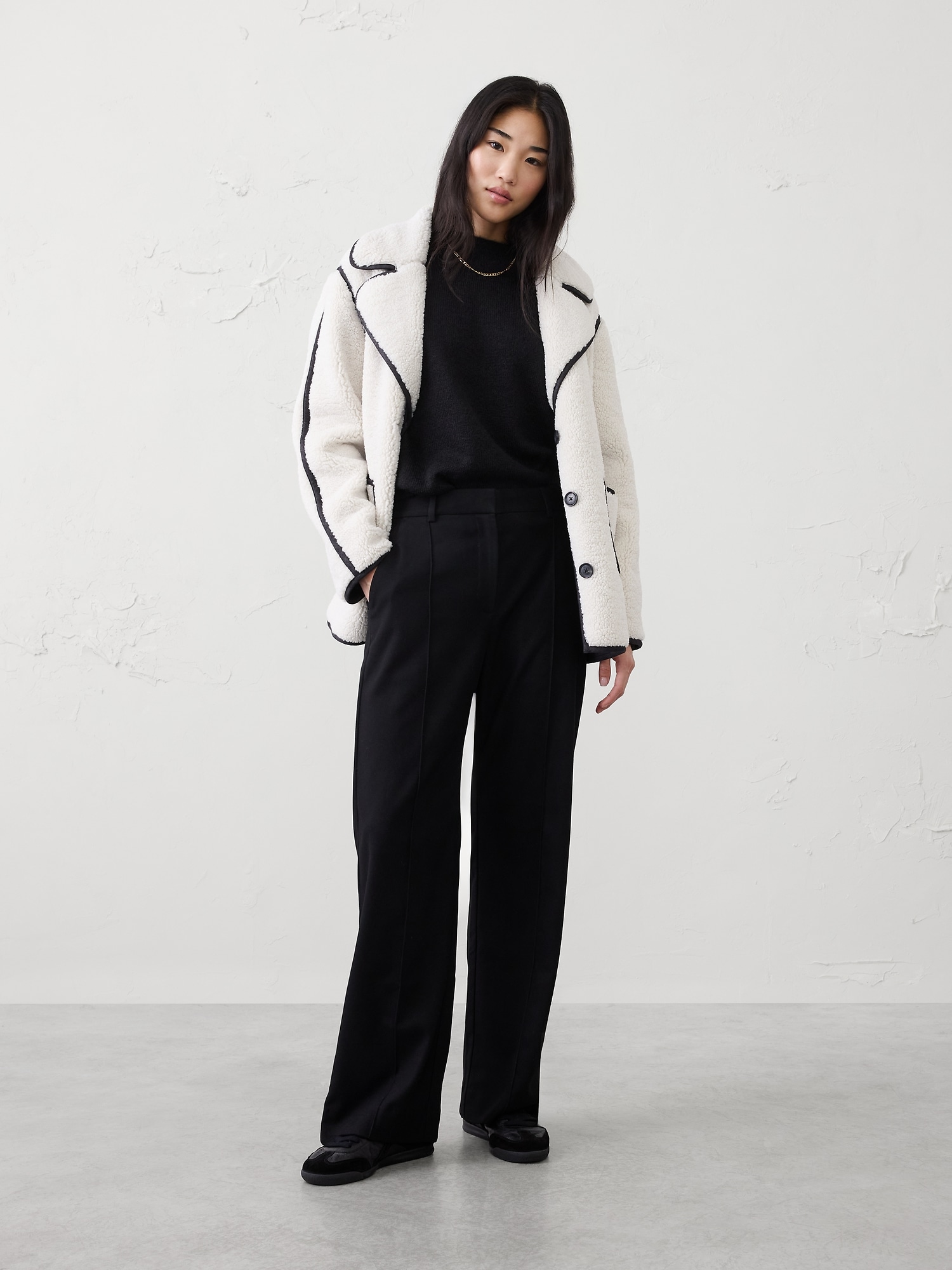 Wide-Leg Ultra High-Rise Brushed Pintuck Trouser