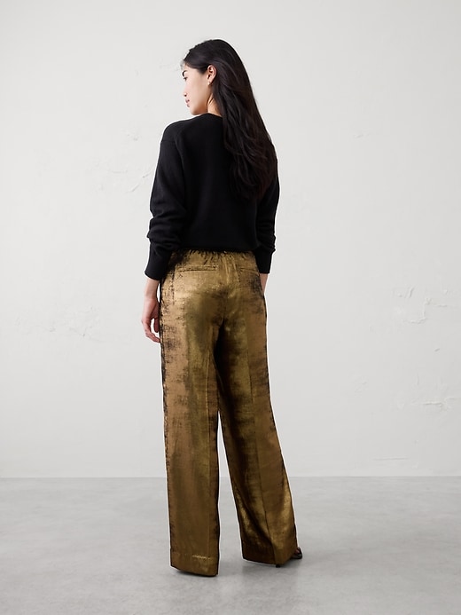 Metallic Wide-Leg Pant