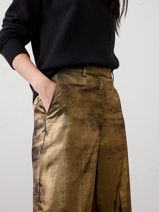 Metallic Wide-Leg Pant