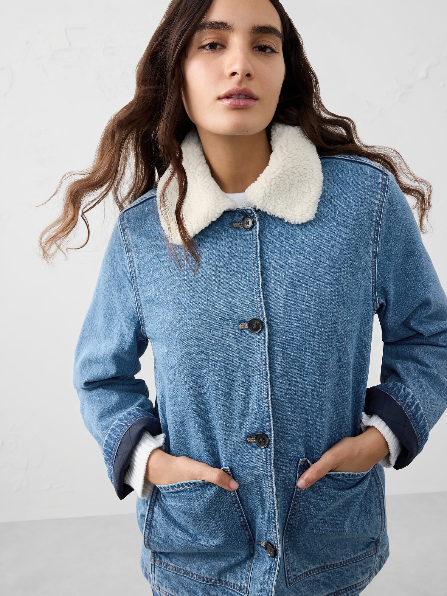 Image number 3 showing, Sherpa Collar Denim Jacket