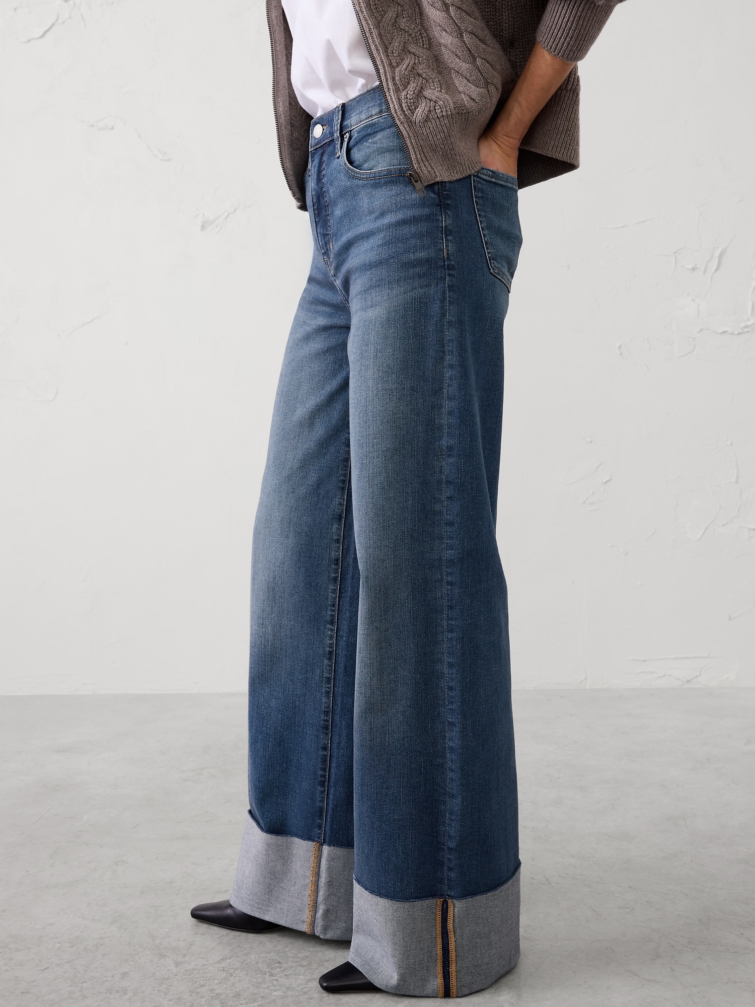 Image number 3 showing, Wide-Leg High-Rise Jean
