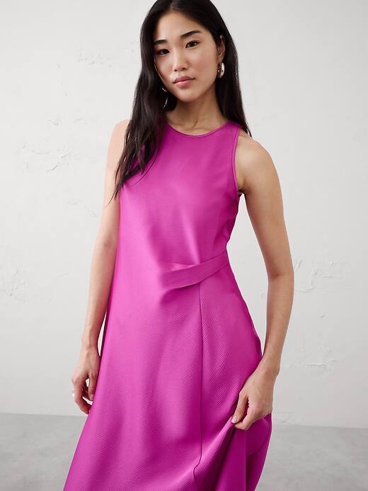 knee length dresses for ladies Banana Republic Navy Halter Neck A-Line Midi Dress