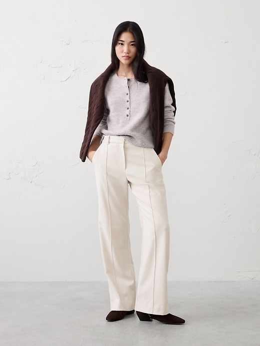 Wide-Leg Ultra High-Rise Brushed Pintuck Trouser | Banana Republic