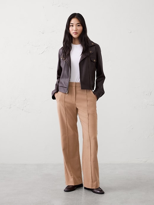 Wide-Leg High-Rise Brushed Pintuck Trouser | Banana Republic Factory