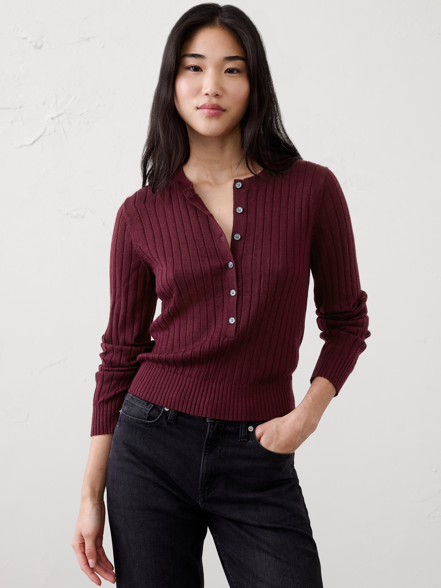 Merino Wool Henley Sweater