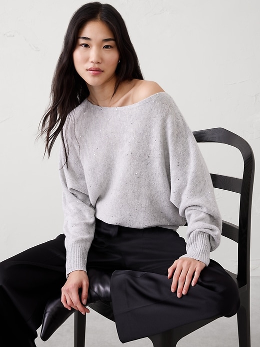 Sequin Boatneck Pullover Sweater | Banana Republic Factory