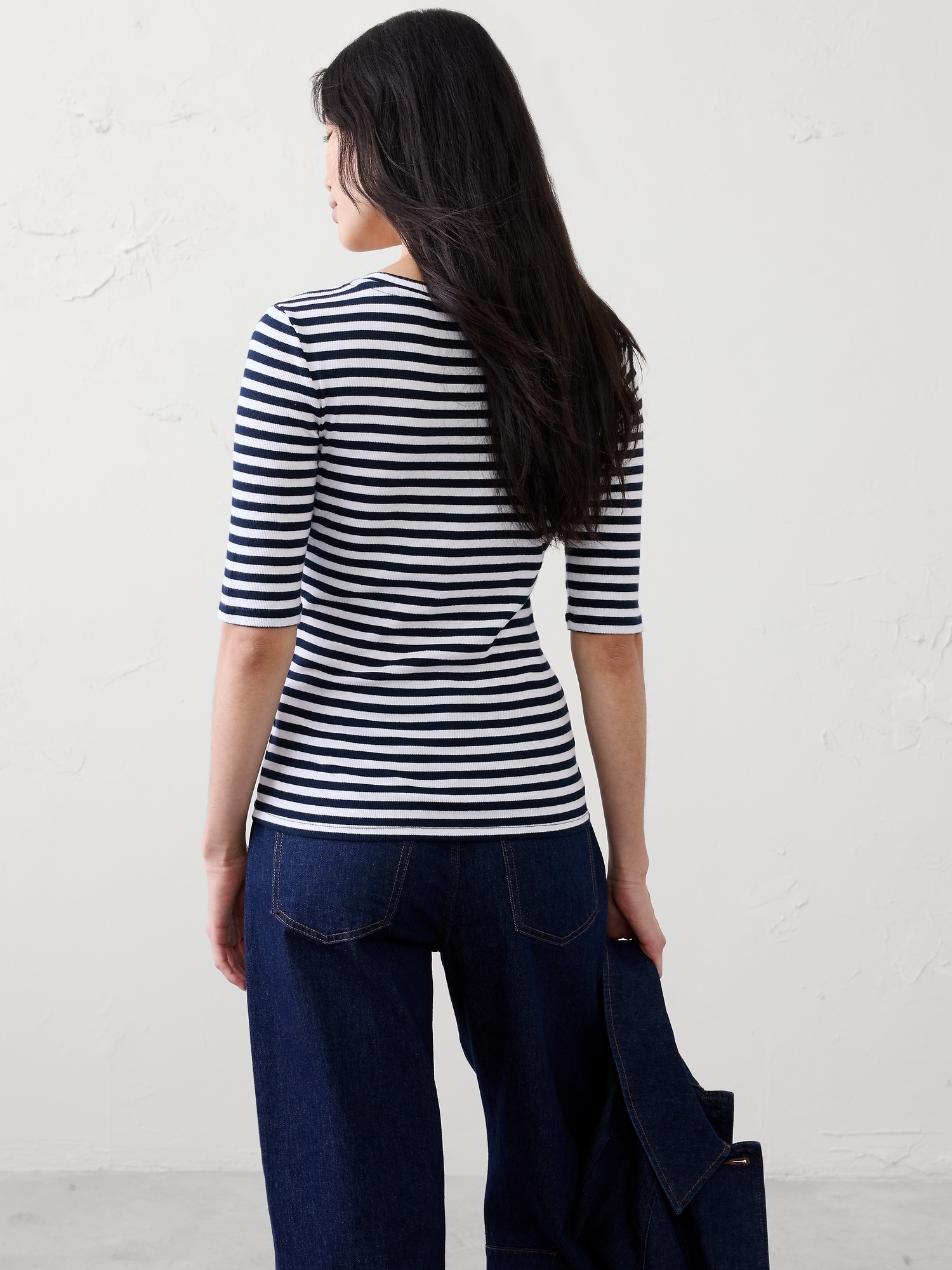 Image number 5 showing, Ribbed Elbow-Sleeve T-Shirt