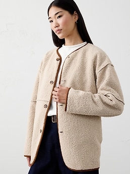 Reversible Vegan Suede Sherpa Jacket | Banana Republic Factory
