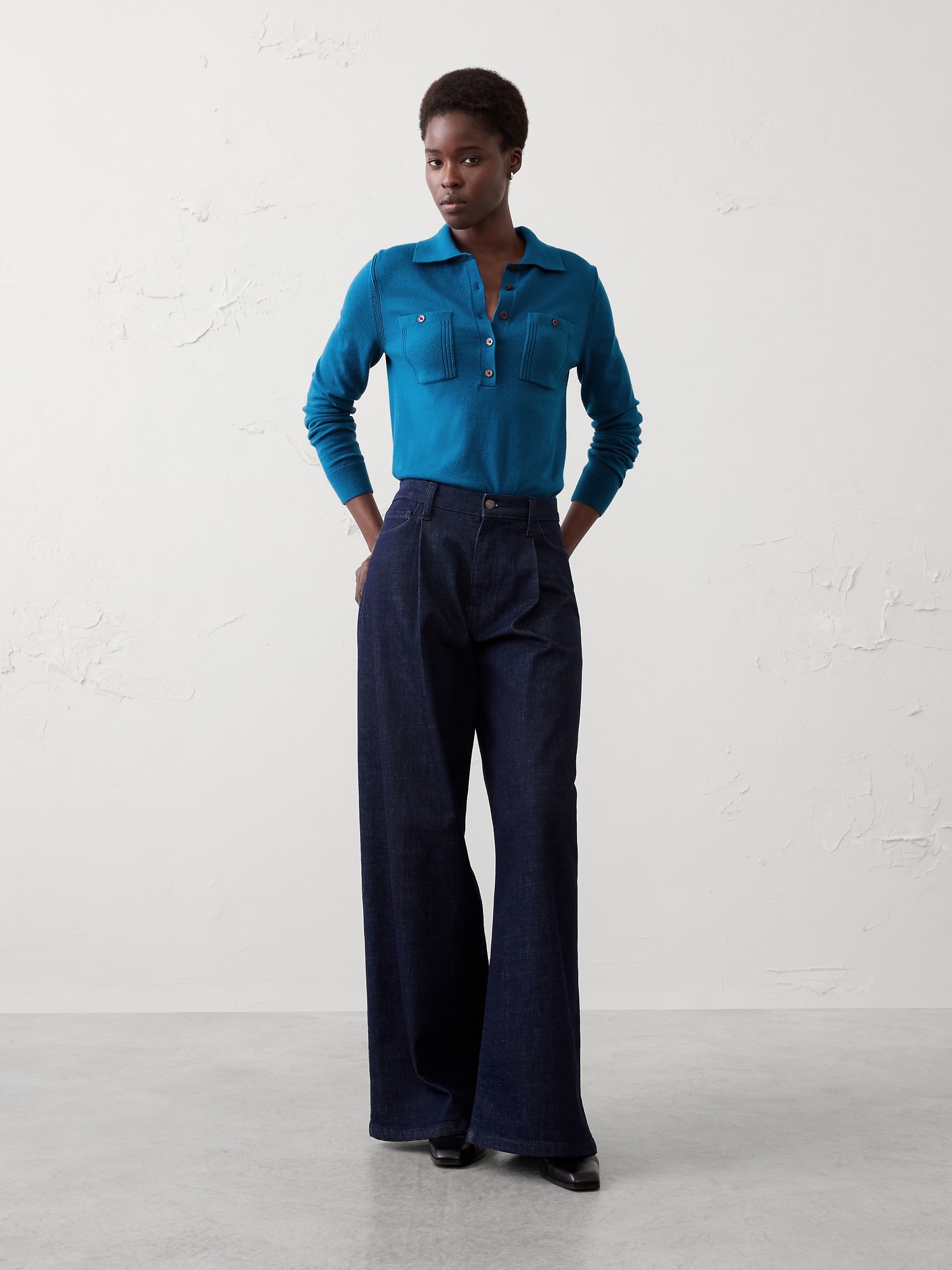 Cloud Soft Polo Henley Pullover Sweater