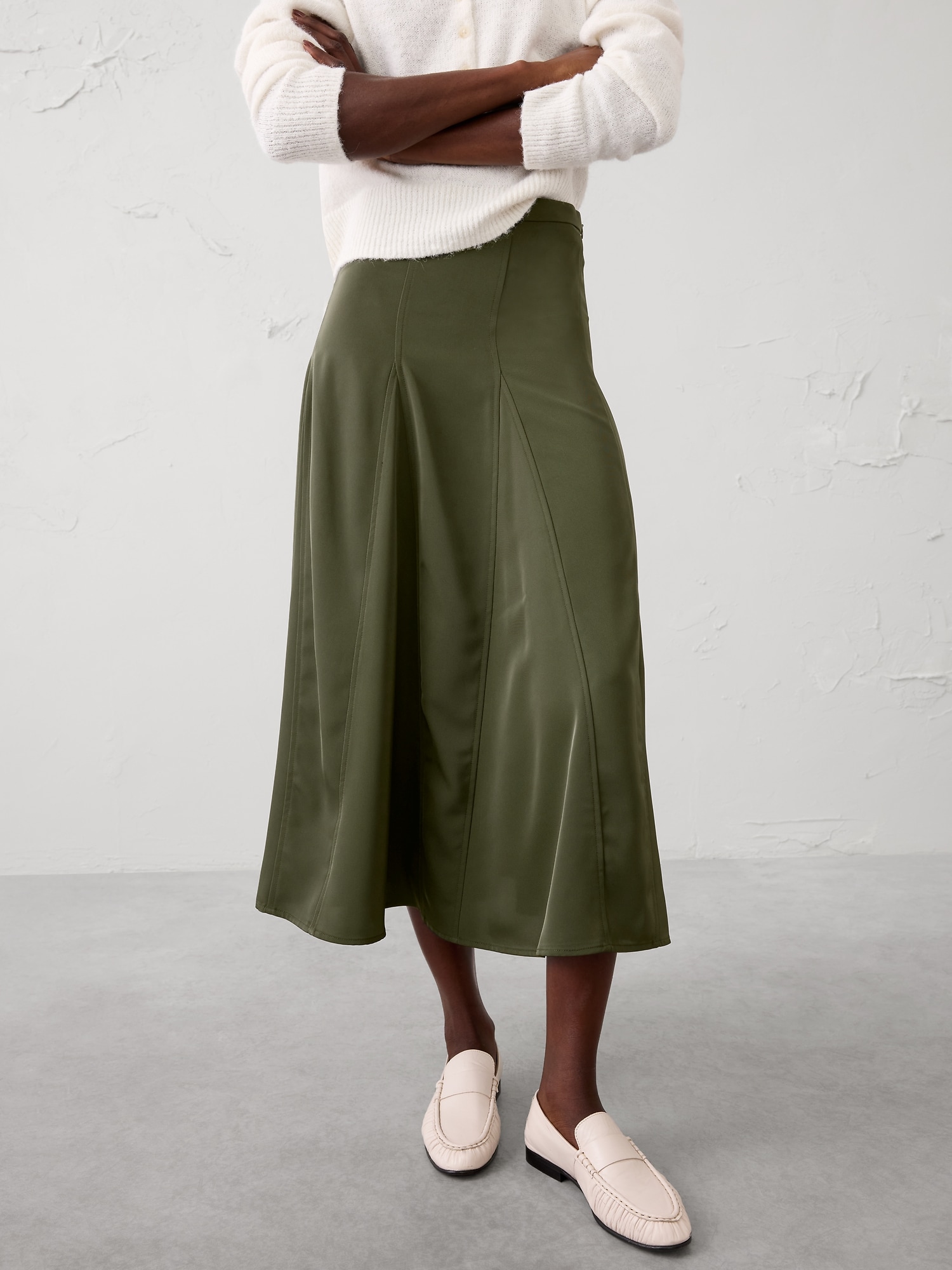 Image number 6 showing, Godet Twill Midi Skirt