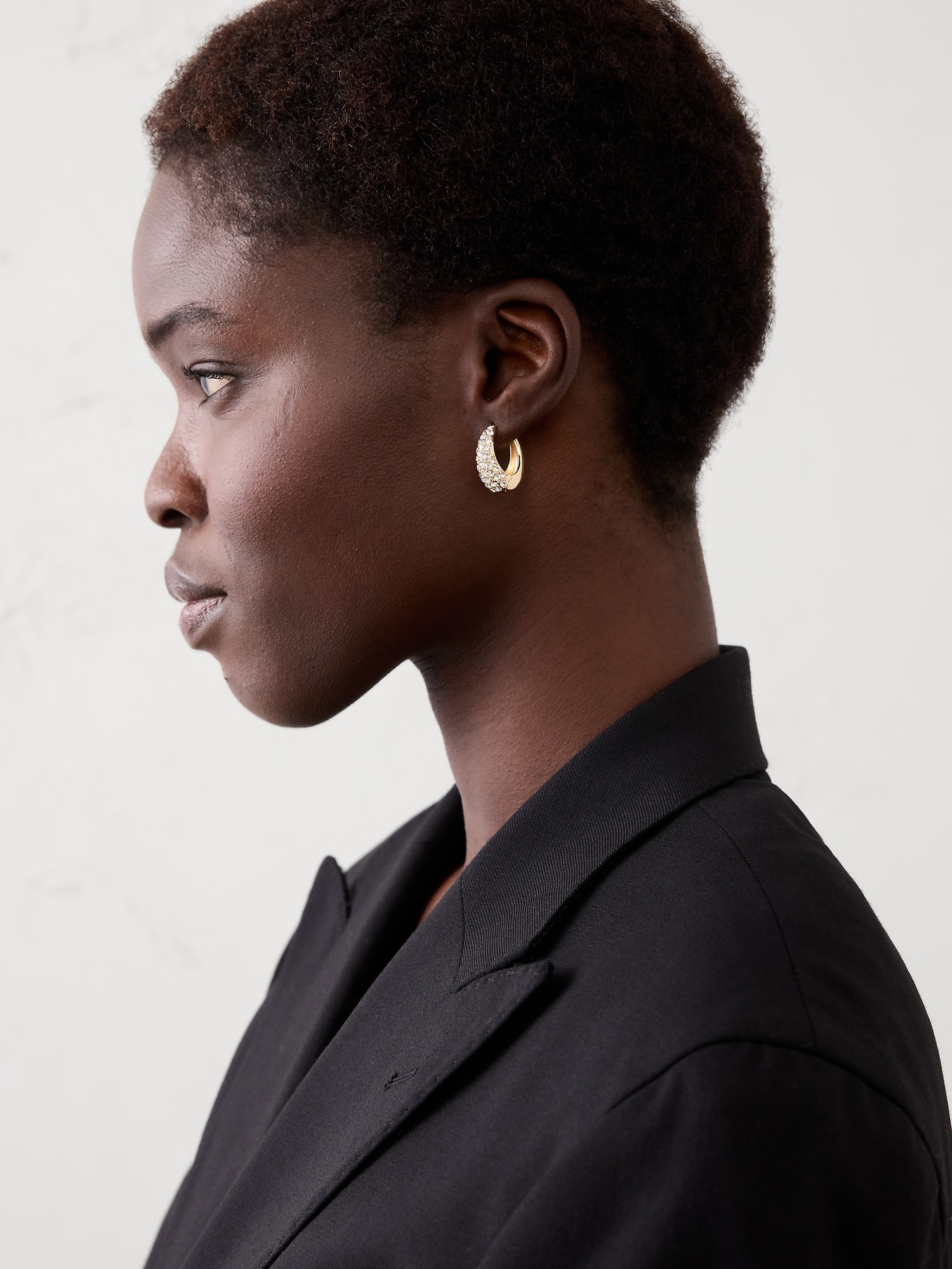 Image number 2 showing, Half Pave Huggie Earrings